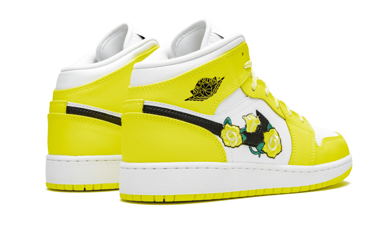 Air Jordan 1 Mid Dynamic Yellow Floral, Dynamic Yellow/Black-White (AV5174-700)