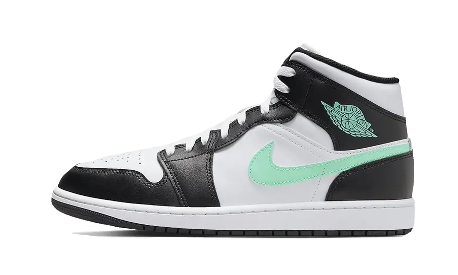 Air Jordan 1 Mid Green Glow, White/Black-Green Glow (DQ8426-103 / DQ8423-103)