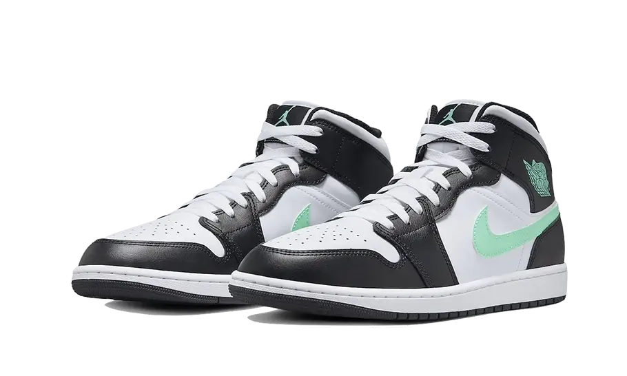 Air Jordan 1 Mid Green Glow, White/Black-Green Glow (DQ8426-103 / DQ8423-103)