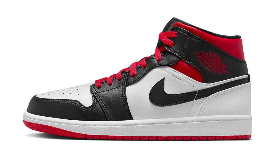 Air Jordan 1 Mid Gym Red Black Toe, White/Black-Gym Red (DQ8426-106)