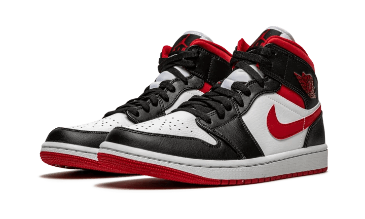 Air Jordan 1 Mid Gym Red Black White, White/Gym Red-Black (554724-122 / DJ4695-122)