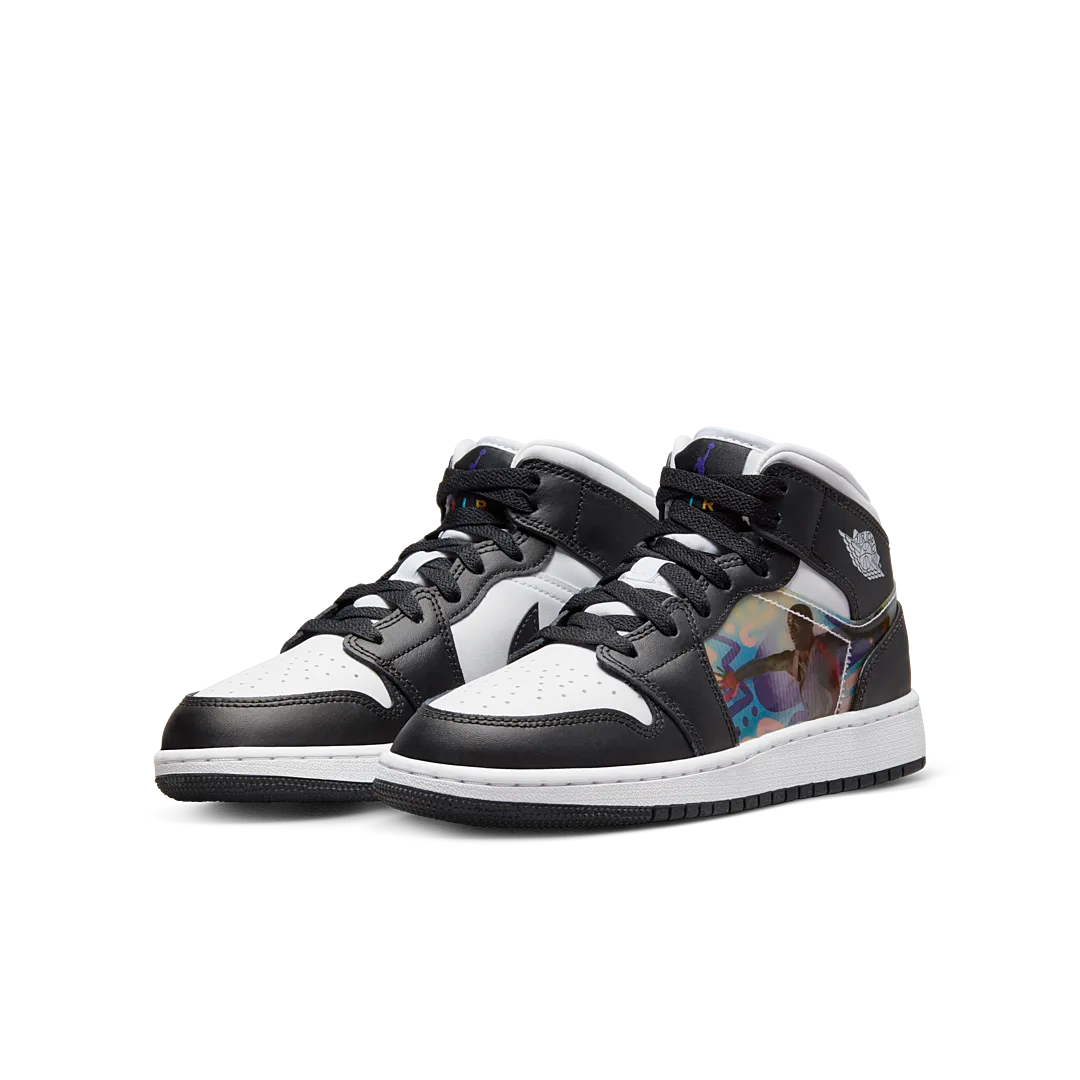 Air Jordan 1 Mid Hologram, Black/New Emerald/University Red/Dark Concord (DR9495-001)