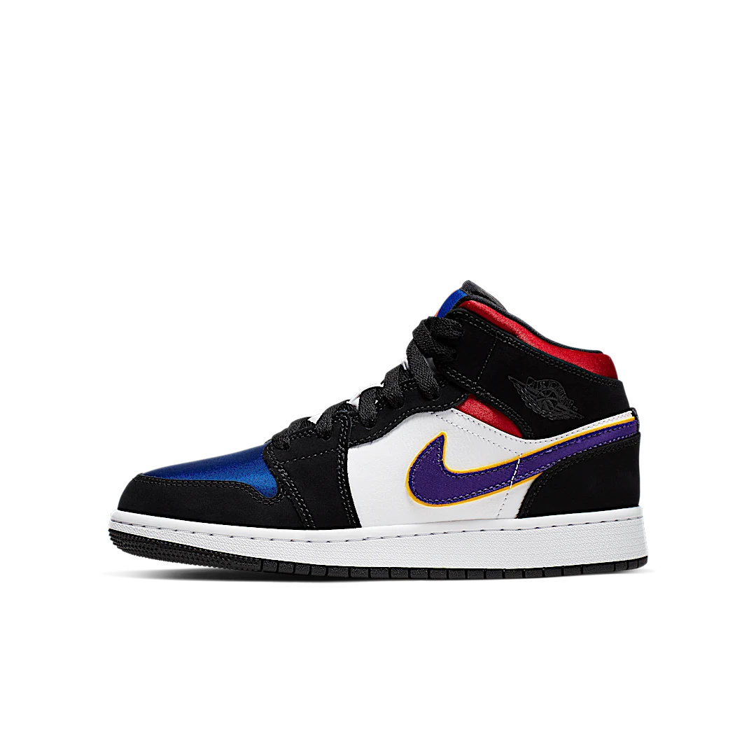 Air Jordan 1 Mid Lakers Top 3, Black/Field Purple-White-Gym Red-Rush Blue-Amarillo (BQ6931-005)