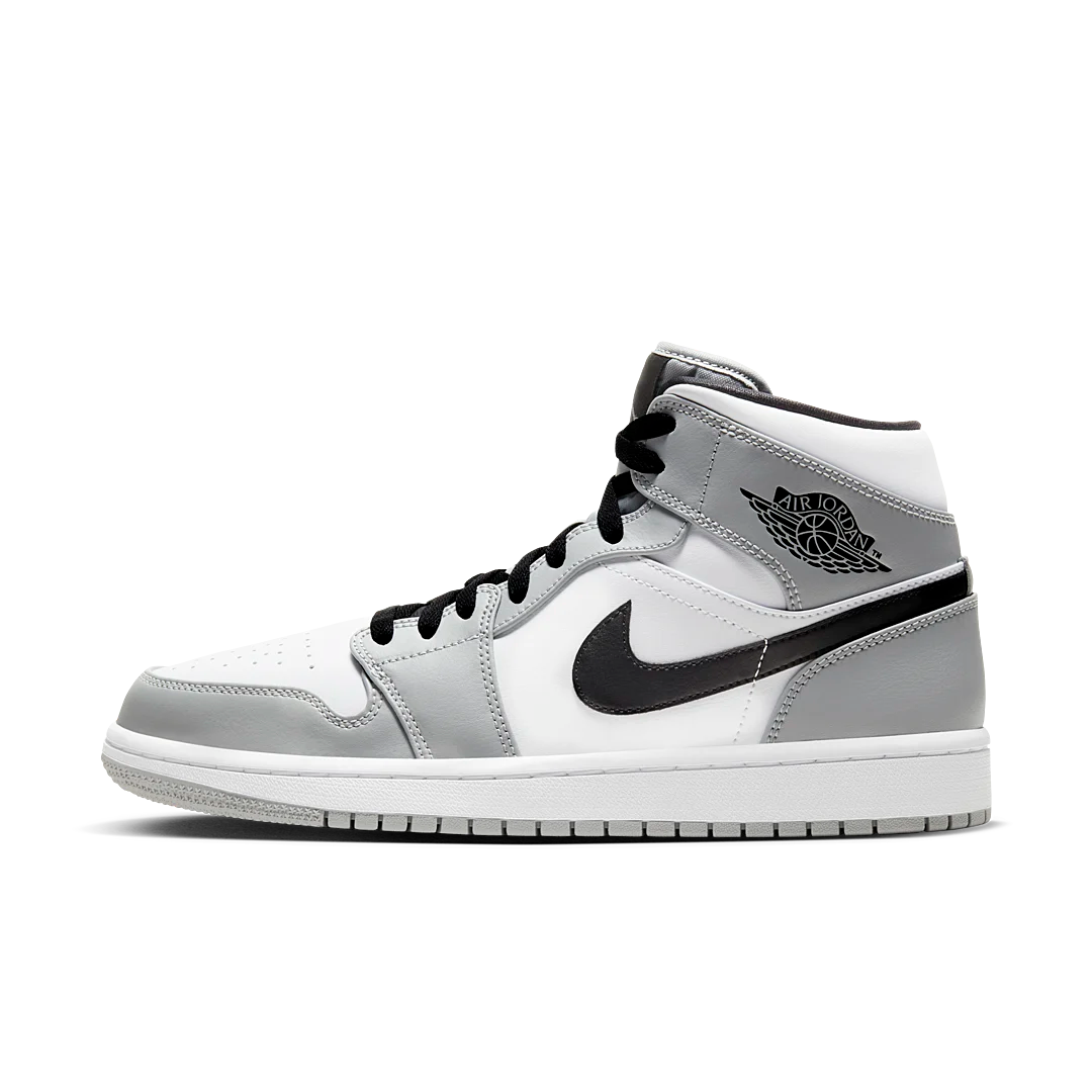 Air Jordan 1 Mid Light Smoke Grey, Light Smoke Grey/Black-White (554724-092 / 554725-092)