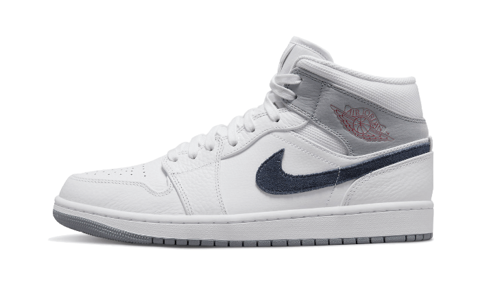 Air Jordan 1 Mid Paris White, White/University Red/Stealth/Midnight Navy (DR8038-100)