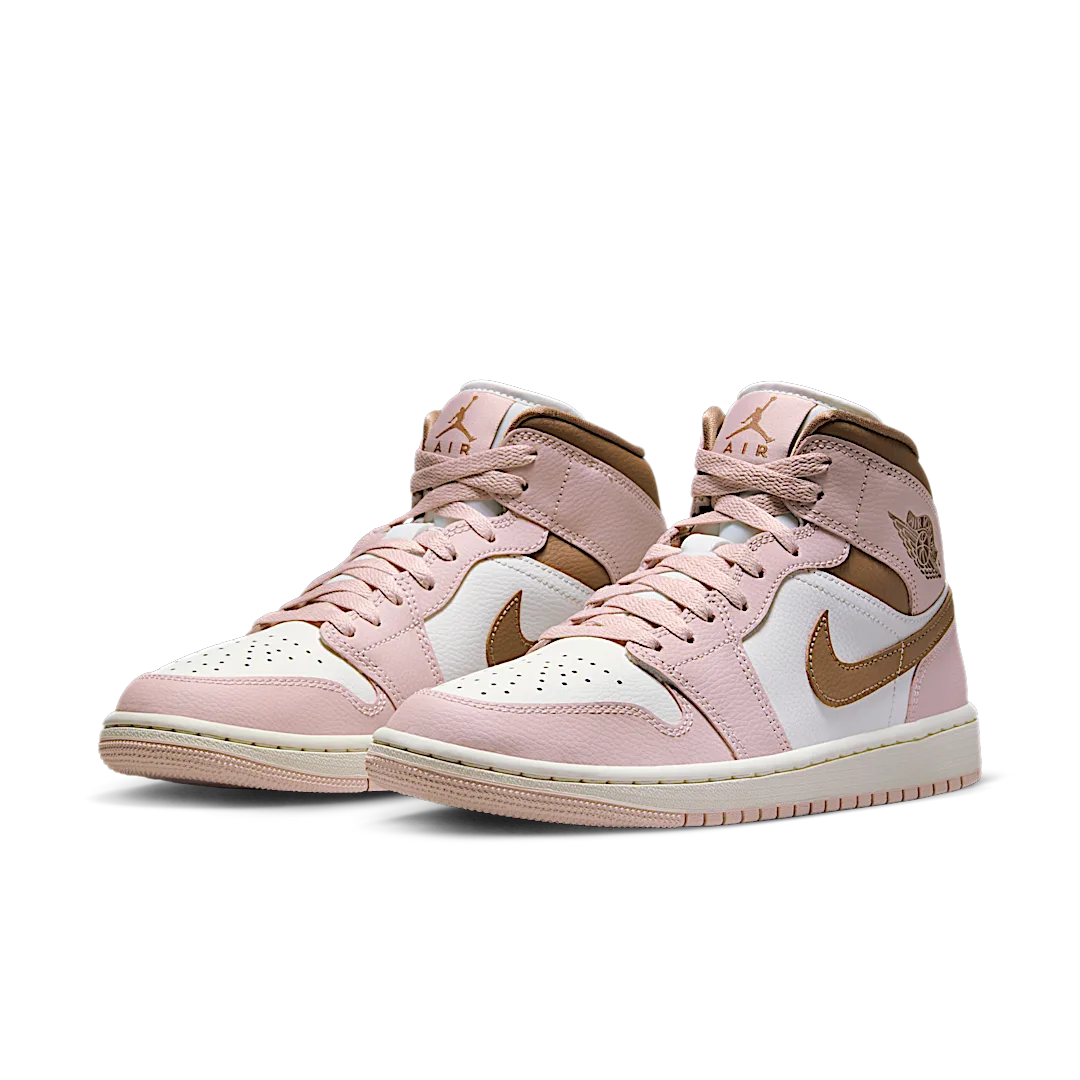 Air Jordan 1 Mid Pink Oxford Brown, Pink Oxford/Sail/Archaeo Brown (BQ6472-620)