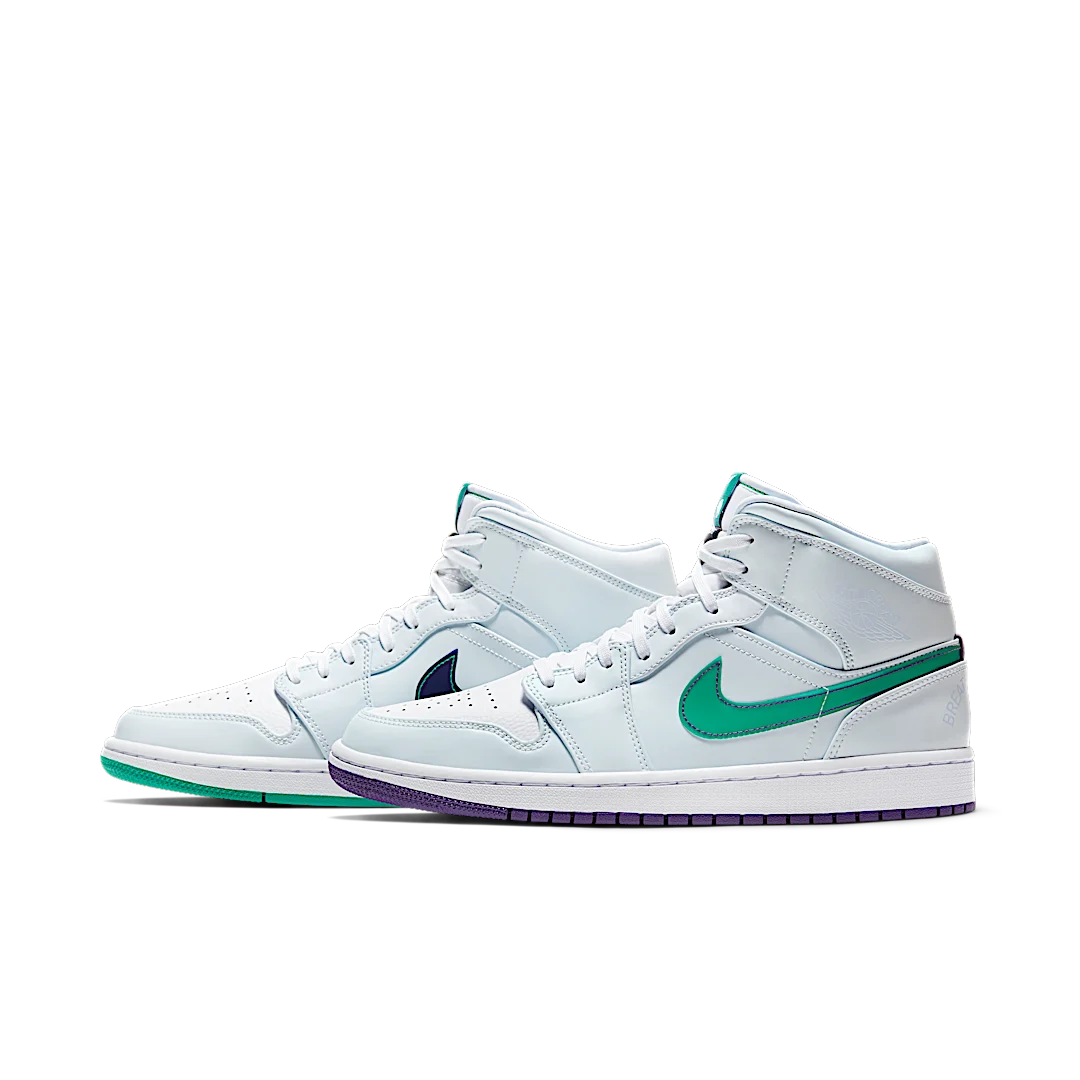 Air Jordan 1 Mid Pregame Pack Mindfulness Luka Doncic, White/Green-Purple (CW5853-100)