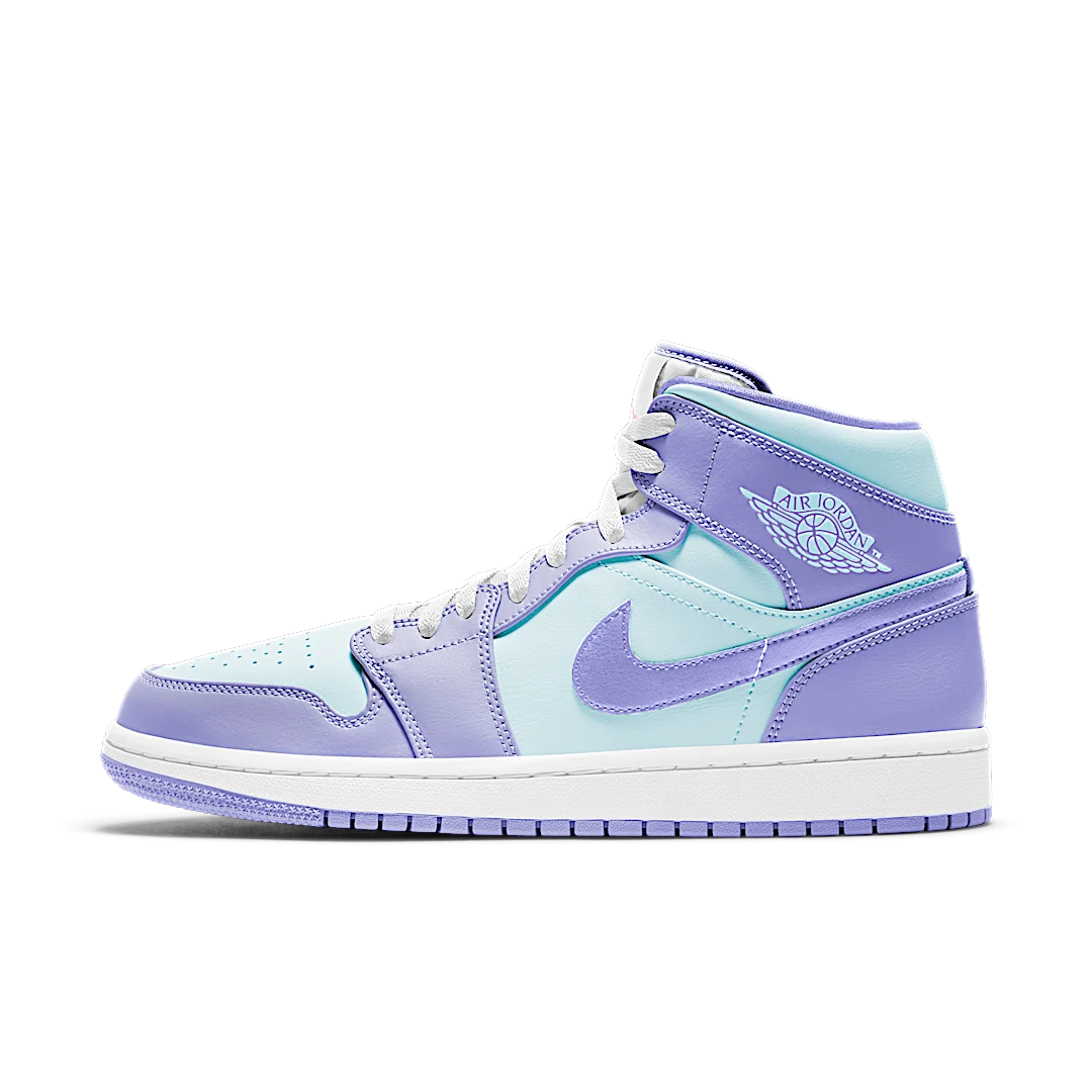 Air Jordan 1 Mid Purple Aqua, Purple/Aqua-White (554724-500)