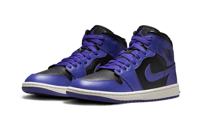 Air Jordan 1 Mid Purple Black, Black/Dark Concord-Sail (BQ6472-051)