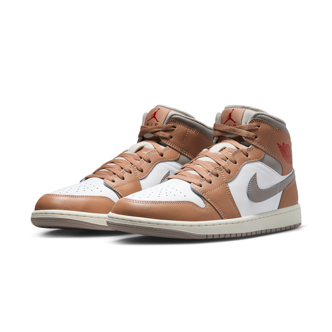 Air Jordan 1 Mid Rattan White College Grey