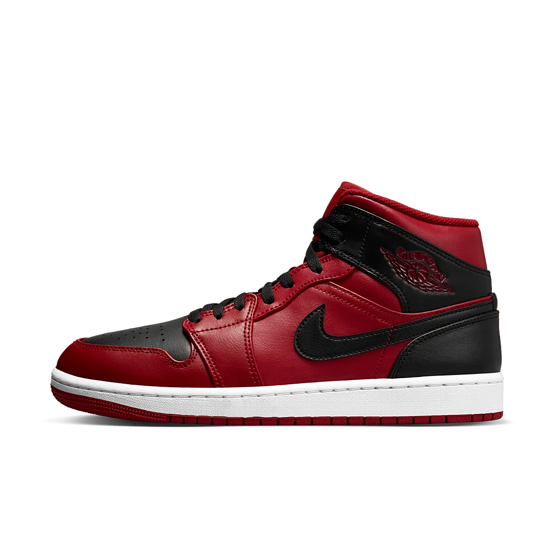 Air Jordan 1 Mid Reverse Bred (2021), Gym Red/Black-White (554724-660 / 554725-660)