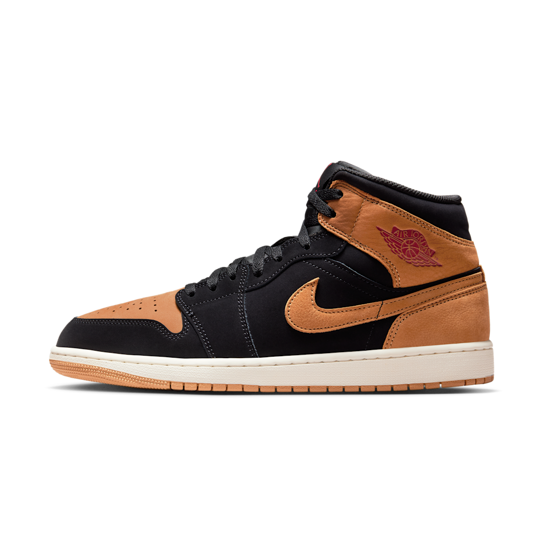 Air Jordan 1 Mid SE Black Flax, Black/Varsity Red/Sail/Flax (HV4091-002)