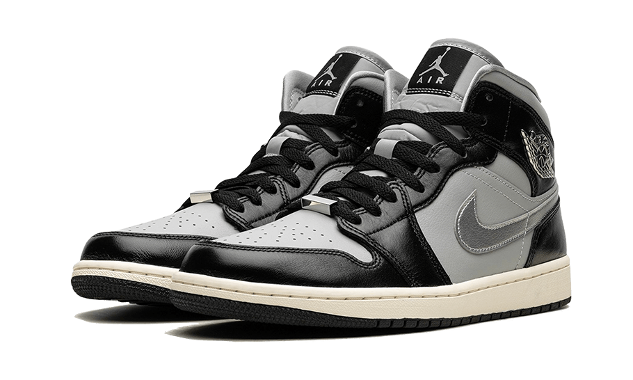 Air Jordan 1 Mid SE Black Metallic Silver, Black/Metallic Silver/Light Smoke Grey/Sail (FB9892-002)