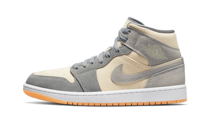 Air Jordan 1 Mid SE Coconut Milk Particle Grey, Coconut Milk/Coconut Milk-Particle Grey-White-Gum Yellow (DN4281-100 / DN4346-100)