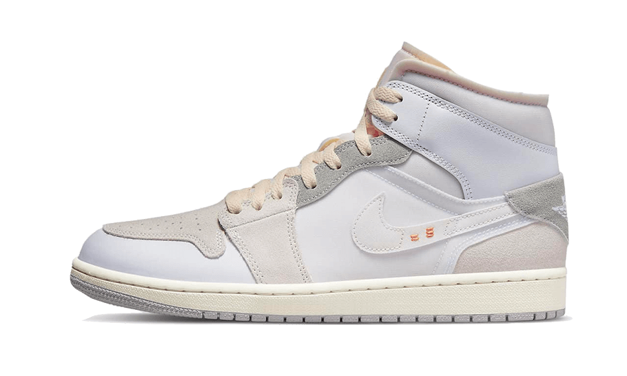 Air Jordan 1 Mid SE Craft Inside Out White Grey, White/Phantom Grey/Sail/Orange (DM9652-100 / DQ3726-100)