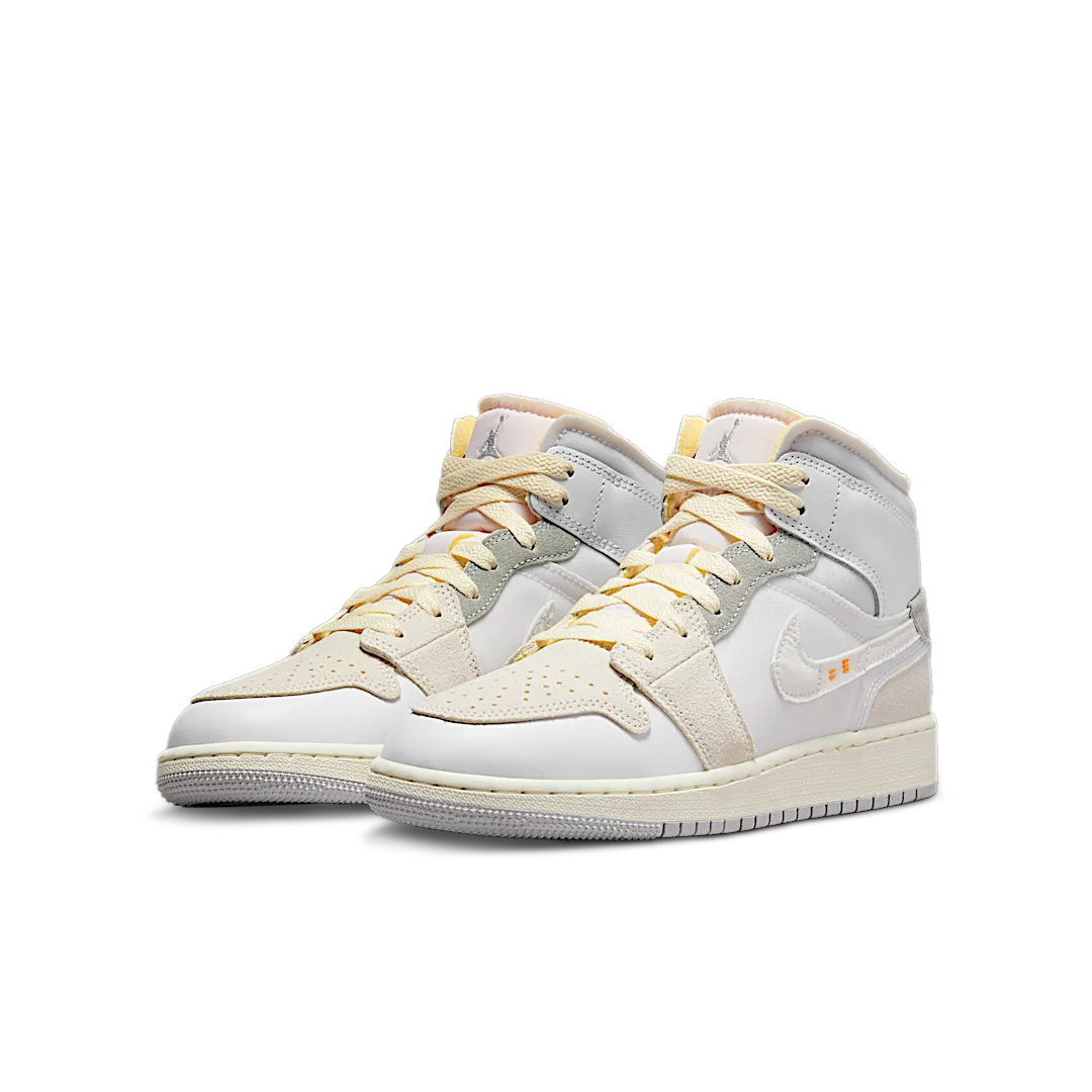 Air Jordan 1 Mid SE Craft Inside Out White Grey, White/Phantom Grey/Sail/Orange (DQ3726-100)