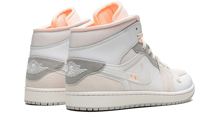 Air Jordan 1 Mid SE Craft Inside Out White Grey, White/Phantom Grey/Sail/Orange (DM9652-100)