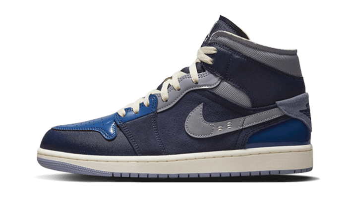 Air Jordan 1 Mid SE Craft Obsidian French Blue Ashen Slate White, Obsidian/French Blue/Ashen Slate/White (DR8868-400)