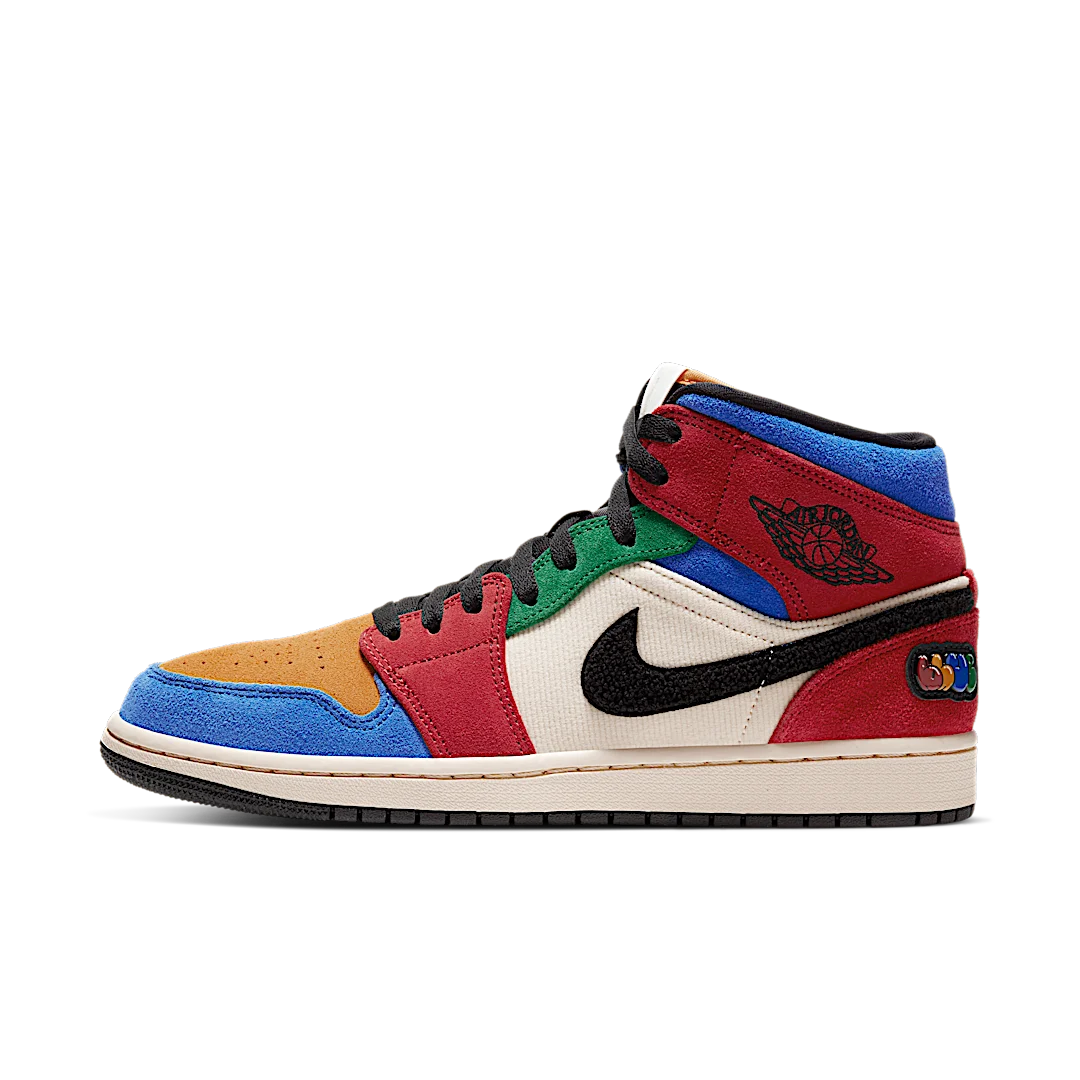 Air Jordan 1 Mid SE Fearless Blue the Great, Muslin/Varsity Red-Royal-Taxi-Black (CU2805-100)