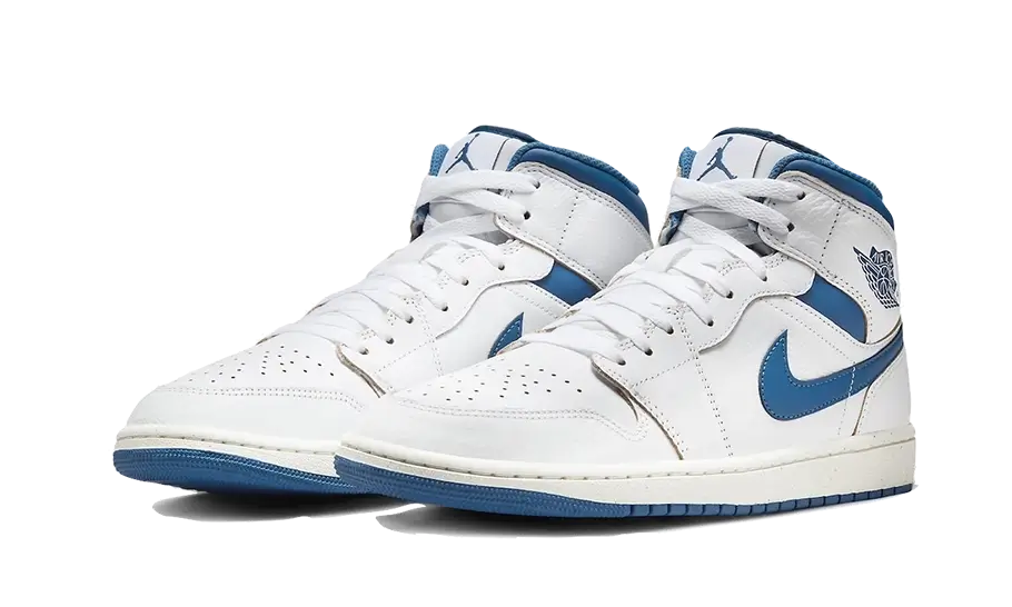 Air Jordan 1 Mid SE Industrial Blue, White/Sail/Industrial Blue (FN5215-141 / FN7432-141)