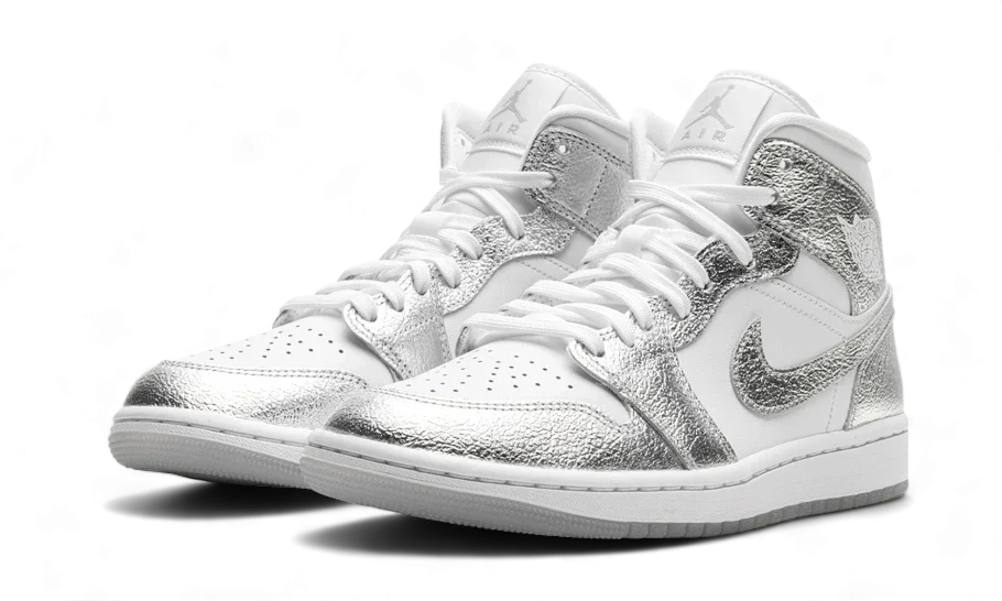 Air Jordan 1 Mid SE Metallic Silver, White/Wolf Grey/Metallic Silver (FN5031-100)