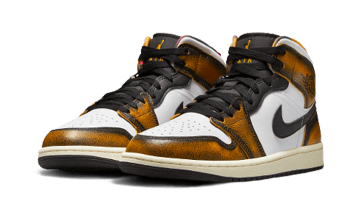 Air Jordan 1 Mid SE Orange Wear Away, Black/White/Sail/Taxi (DQ8417-071 / DQ8418-071)