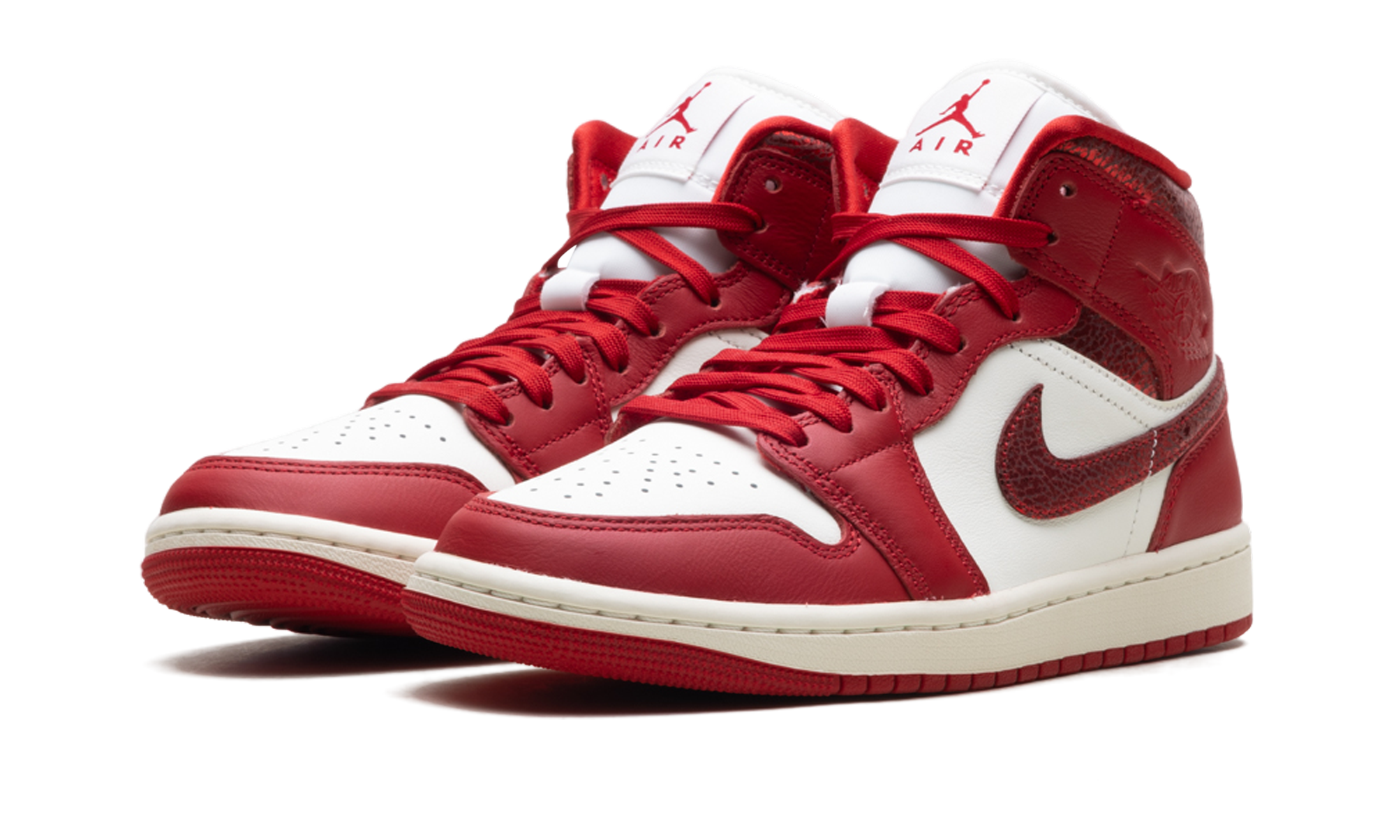 Air Jordan 1 Mid SE Red Cracked Leather