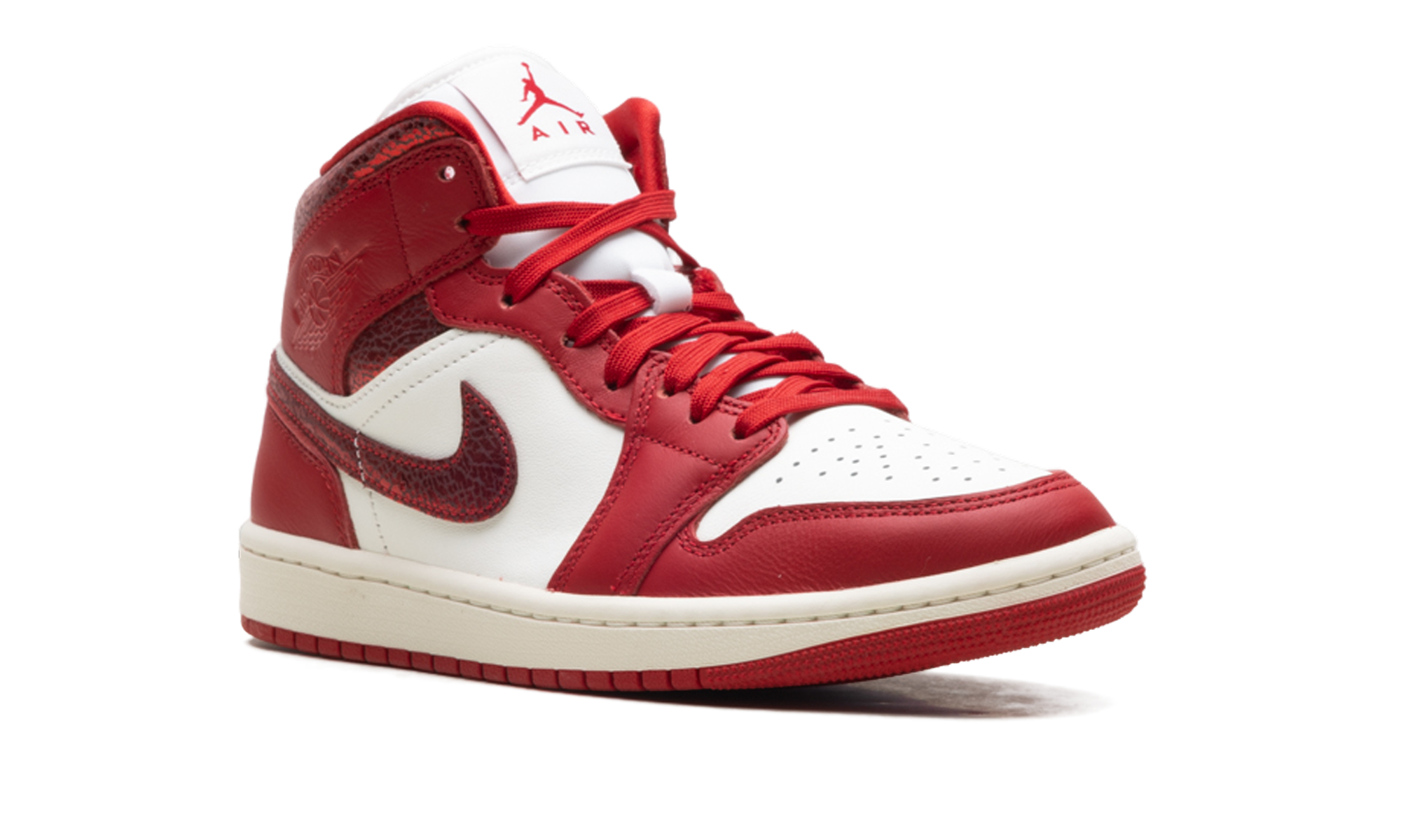Air Jordan 1 Mid SE Red Cracked Leather