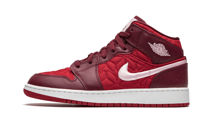 Air Jordan 1 Mid SE Red Quilt, Gym Red/Dark Beetroot-White-Pink Foam (AV5174-600)