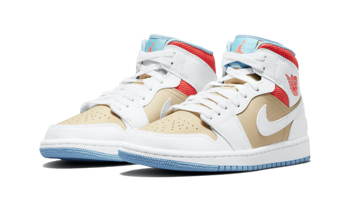 Air Jordan 1 Mid SE Sesame, Sesame/White-Flash Crimson-Psychic Blue (CZ0774-200)