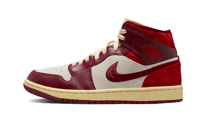 Air Jordan 1 Mid SE Tiki Leaf Team Red, Team Red/University Red-Sail-Muslin (DZ2820-601)