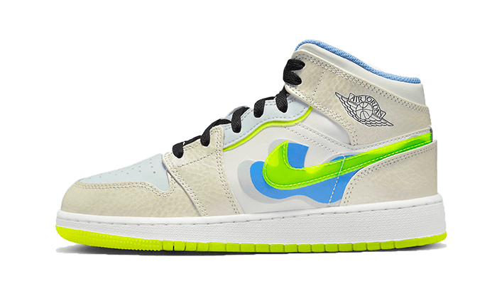 Air Jordan 1 Mid SE Warped Swoosh, Platinum Tint/Blue Tint/University Blue/Volt (DV1314-017)