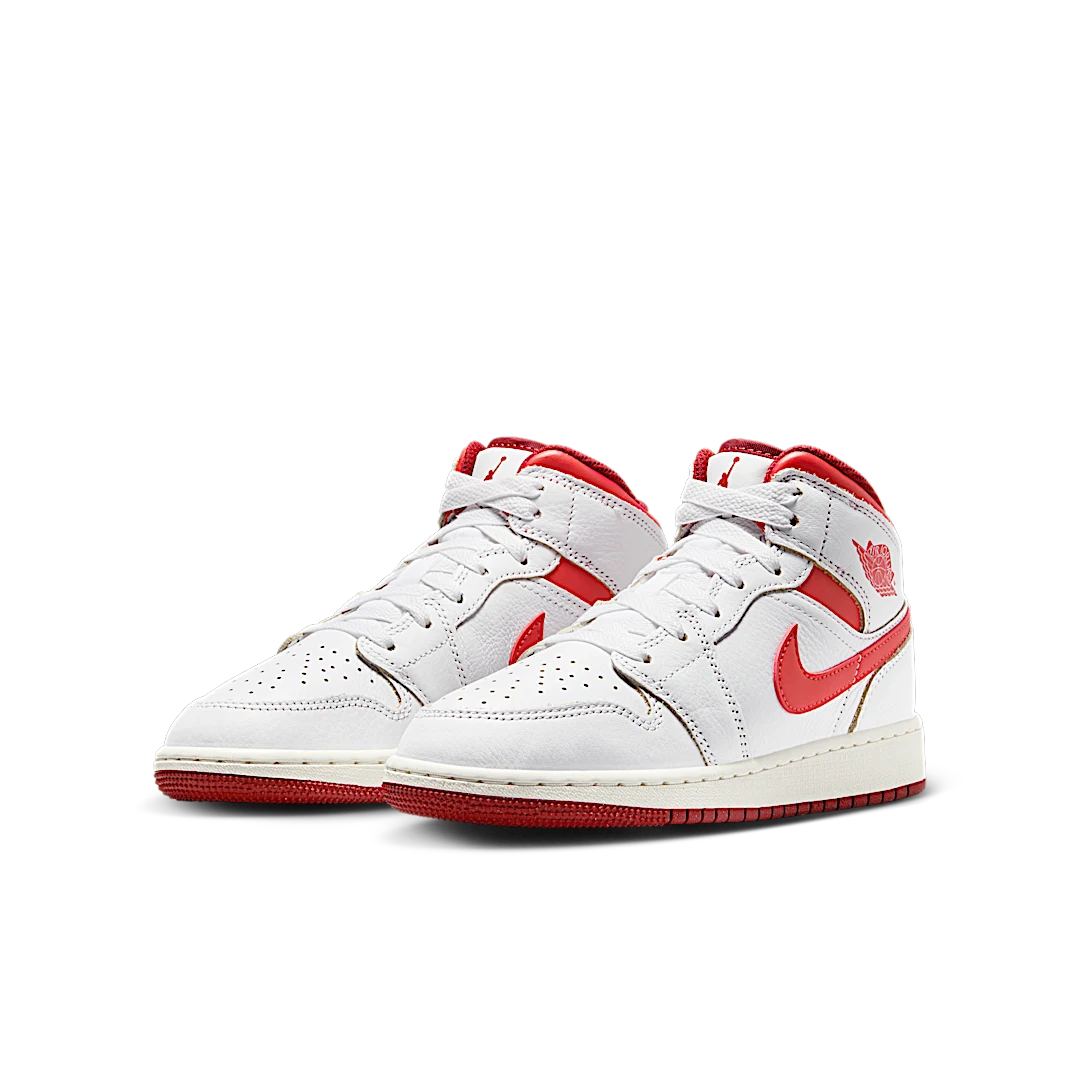 Air Jordan 1 Mid SE White Dune Red, White/Lobster/Dune Red/Sail/Vachetta Tan (FJ3464-160)