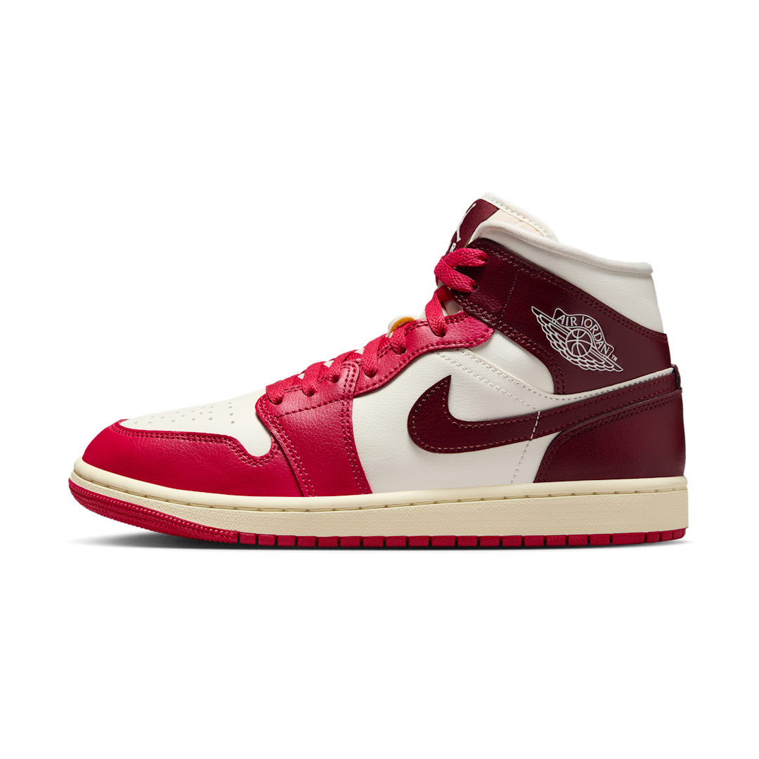 Air Jordan 1 Mid Sail Mystic Hibiscus, Sail/Mystic Hibiscus/Coconut Milk/Dark Team Red (BQ6472-119)