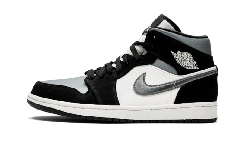 Air Jordan 1 Mid Satin Grey Toe, Black/Smoke Grey-Sail (852542-011)