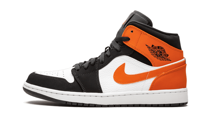 Air Jordan 1 Mid Shattered Backboard, Black/Starfish-Starfish-White (554725-058)