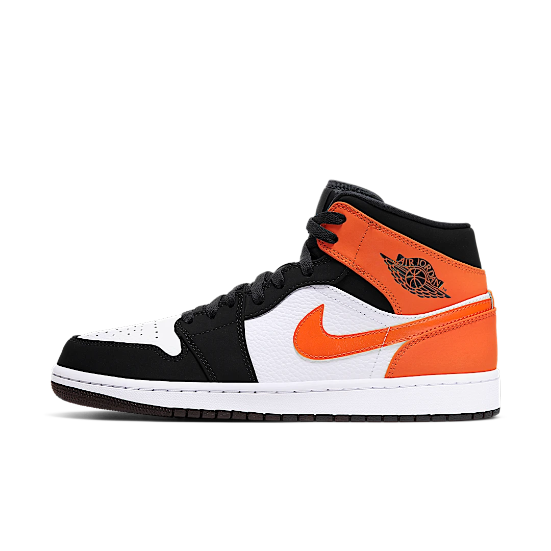 Air Jordan 1 Mid Shattered Backboard, Black/White-Starfish (554724-058)