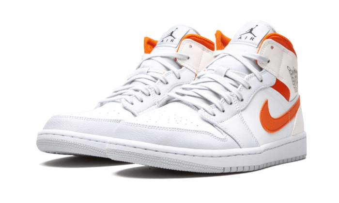 Air Jordan 1 Mid Starfish Pure Platinum, White/Starfish-Pure Platinum-Sail (CW7591-100)