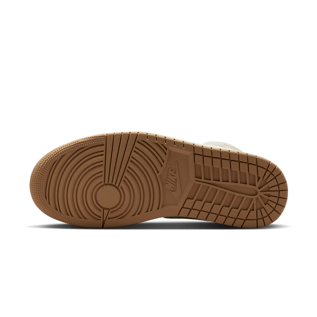 Air Jordan 1 Mid Tan Toe, Pale Ivory/Hemp/Sail/Light Orewood Brown (BQ6472-118)