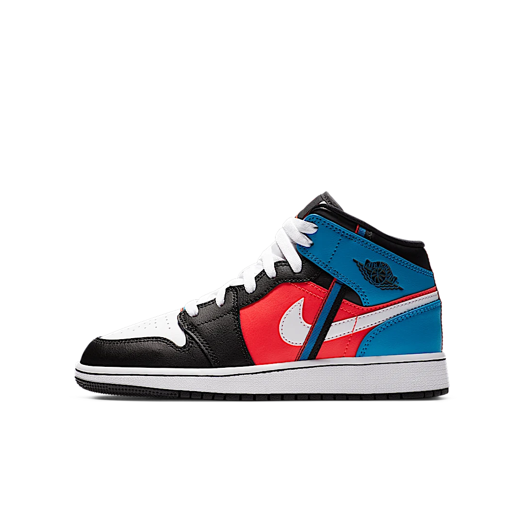 Air Jordan 1 Mid Tri Color Ribbons, Black/Blue-Infrared-White (CV4891-001)