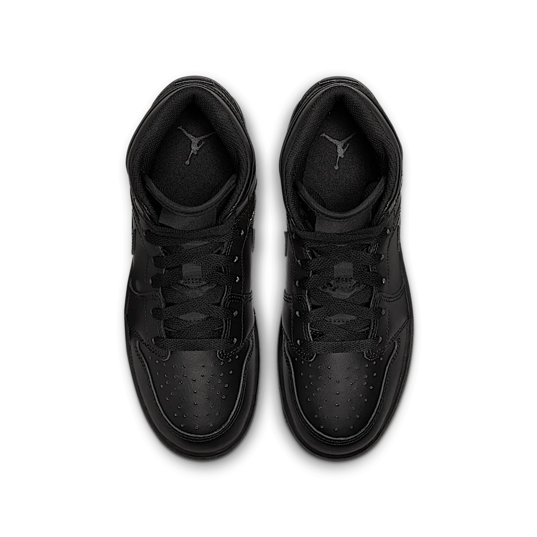 Air Jordan 1 Mid Triple Black, Black/Black/Black (554725-093)