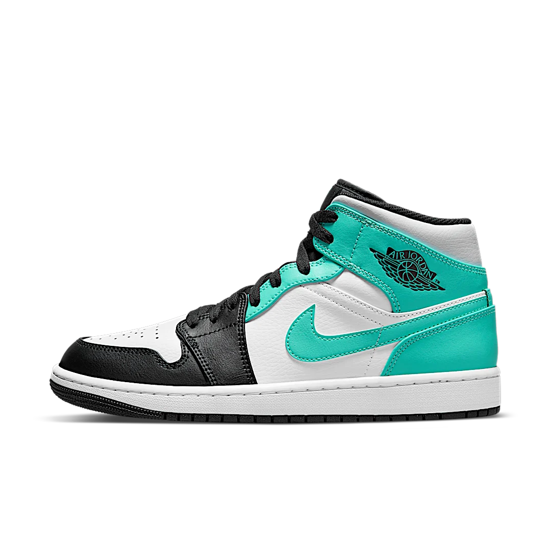 Air Jordan 1 Mid Tropical Twist Igloo, White/Black-Tropical Twist (554724-132 / 554725-132)