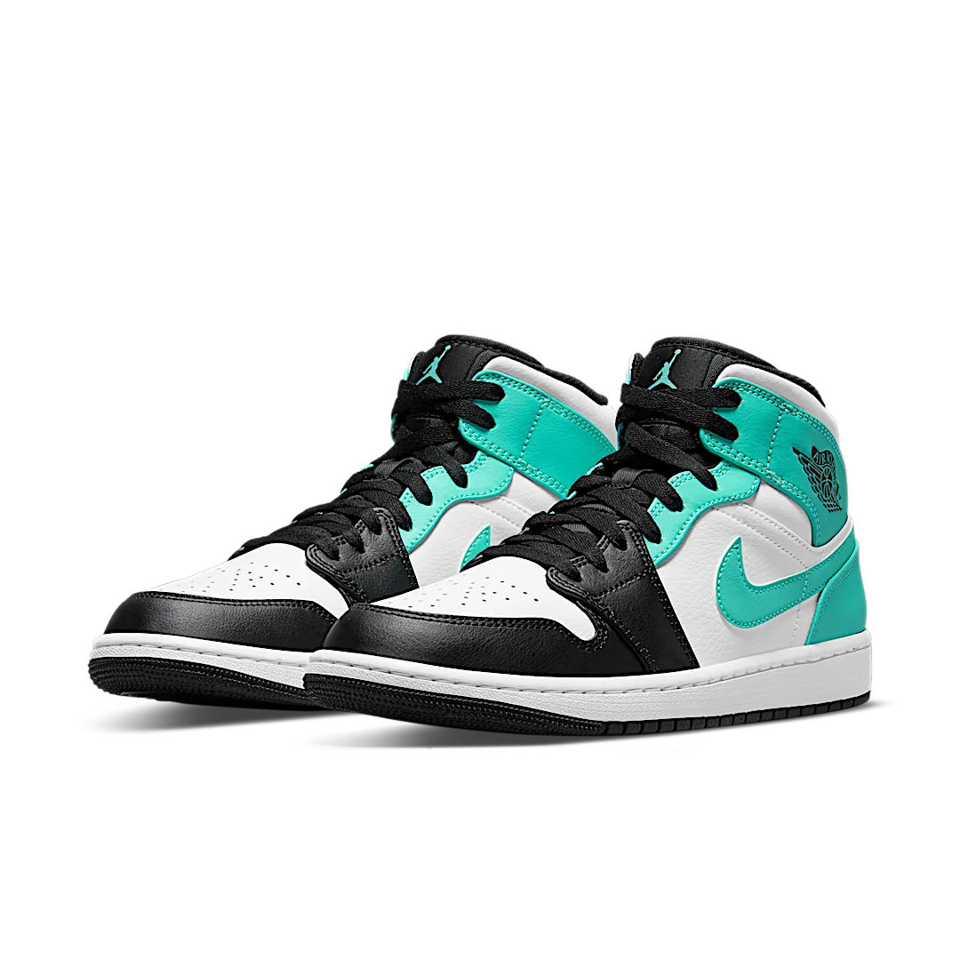 Air Jordan 1 Mid Tropical Twist Igloo, White/Black-Tropical Twist (554724-132 / 554725-132)