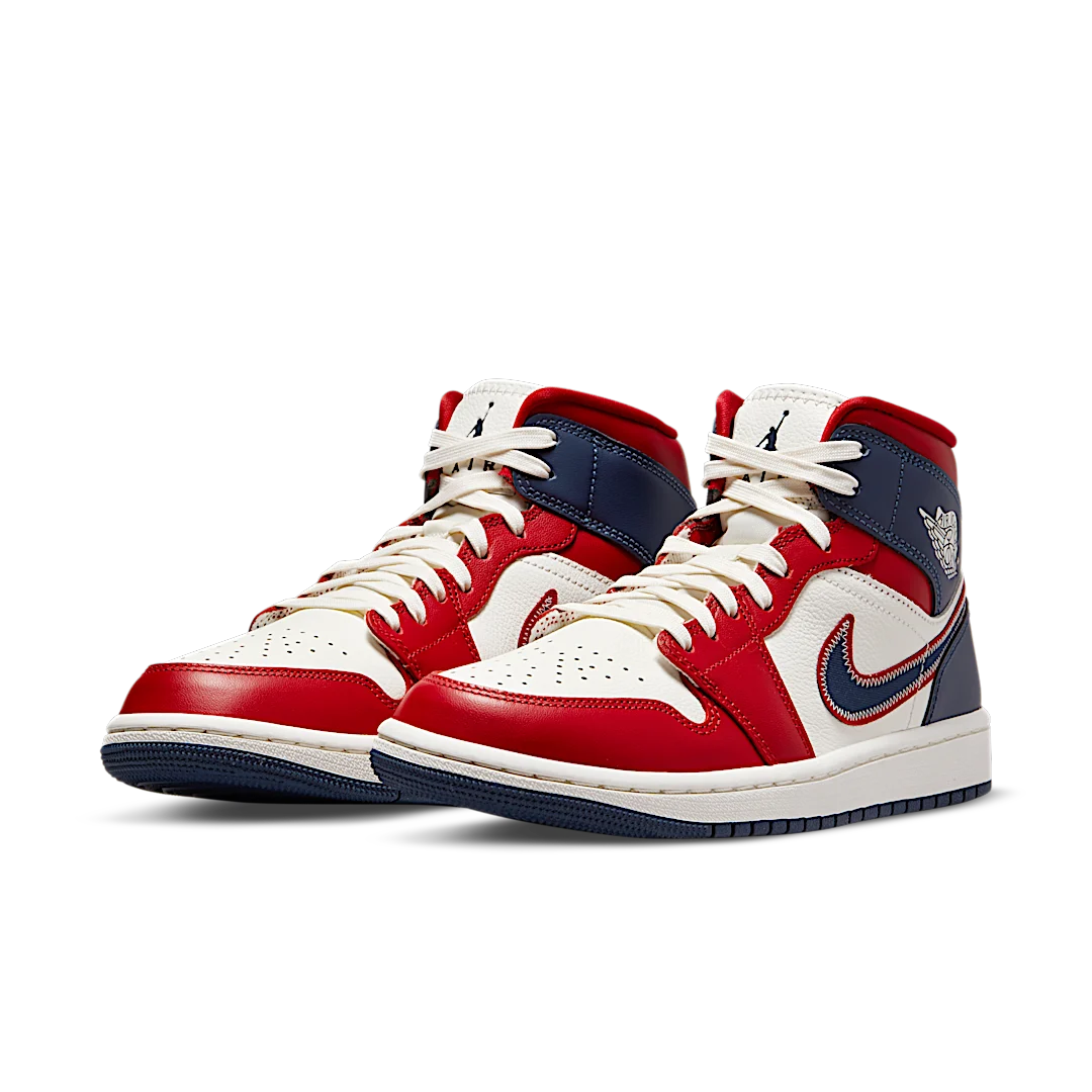 Air Jordan 1 Mid USA (2022), Gym Red/Sail/Light Iron Ore/Midnight Navy (DQ7648-600)