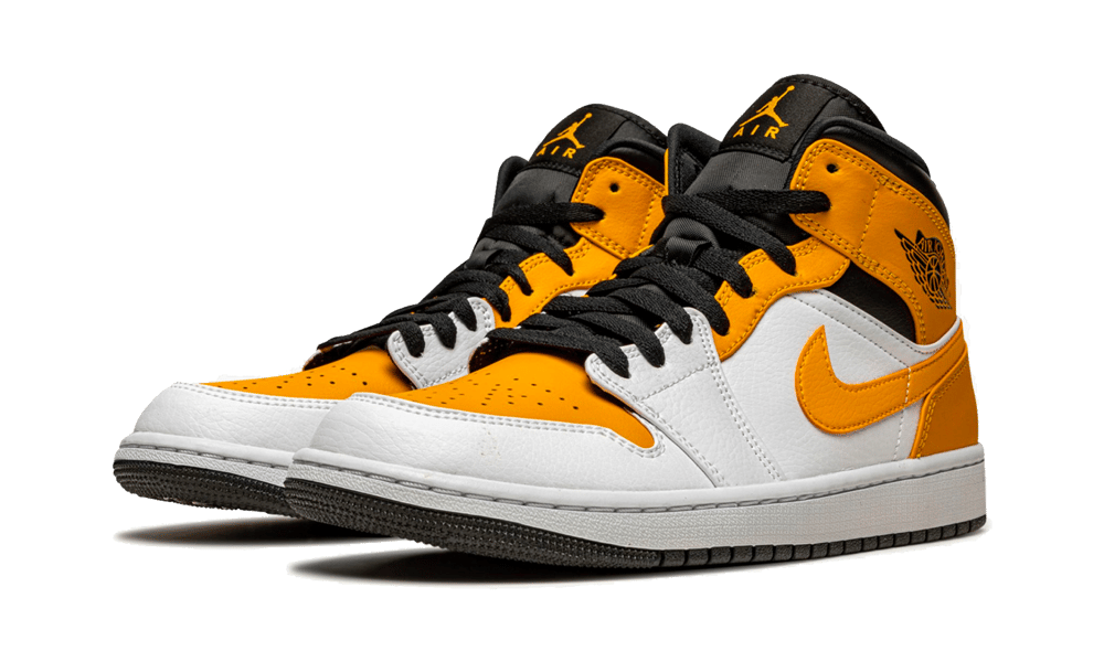 Air Jordan 1 Mid University Gold, White/University Gold-Black (554724-170 / 554725-170)