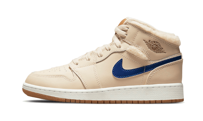 Air Jordan 1 Mid Utility Fleece Pearl White, Pearl White/Dark Driftwood-Pink Salt-Racer Blue (DO2207-264)