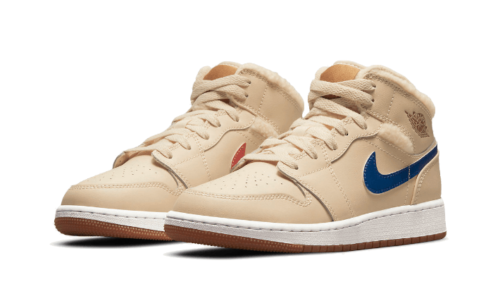 Air Jordan 1 Mid Utility Fleece Pearl White, Pearl White/Dark Driftwood-Pink Salt-Racer Blue (DO2207-264)