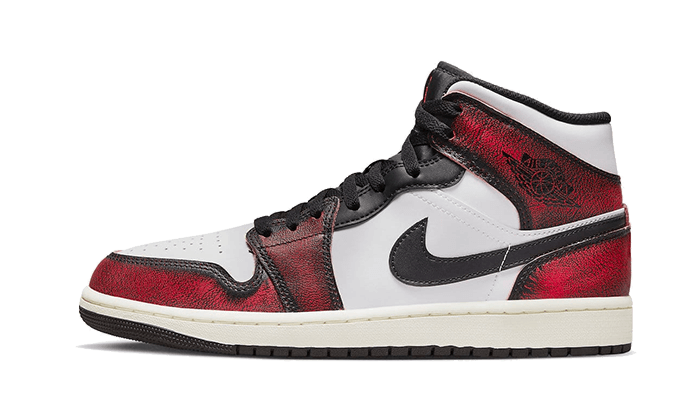 Air Jordan 1 Mid Wear-Away Chicago, Black/Infrared 23-White-Sail (DV9565-006 / FB0568-006)