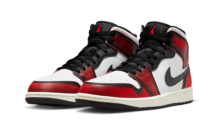 Air Jordan 1 Mid Wear-Away Chicago, Black/Infrared 23-White-Sail (DV9565-006 / FB0568-006)