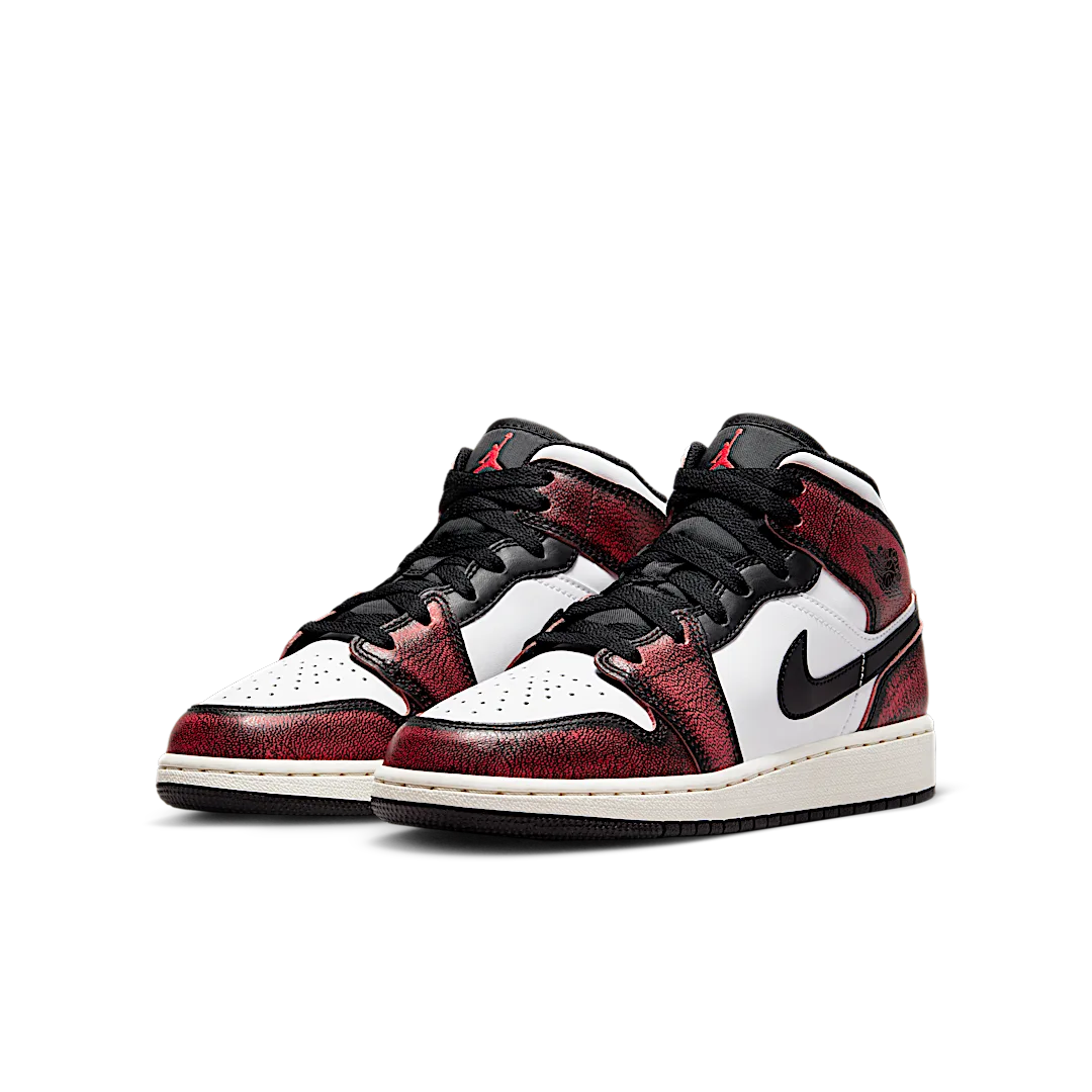 Air Jordan 1 Mid Wear-Away Chicago, Black/White/Sail/Infrared 23 (FB0568-006)